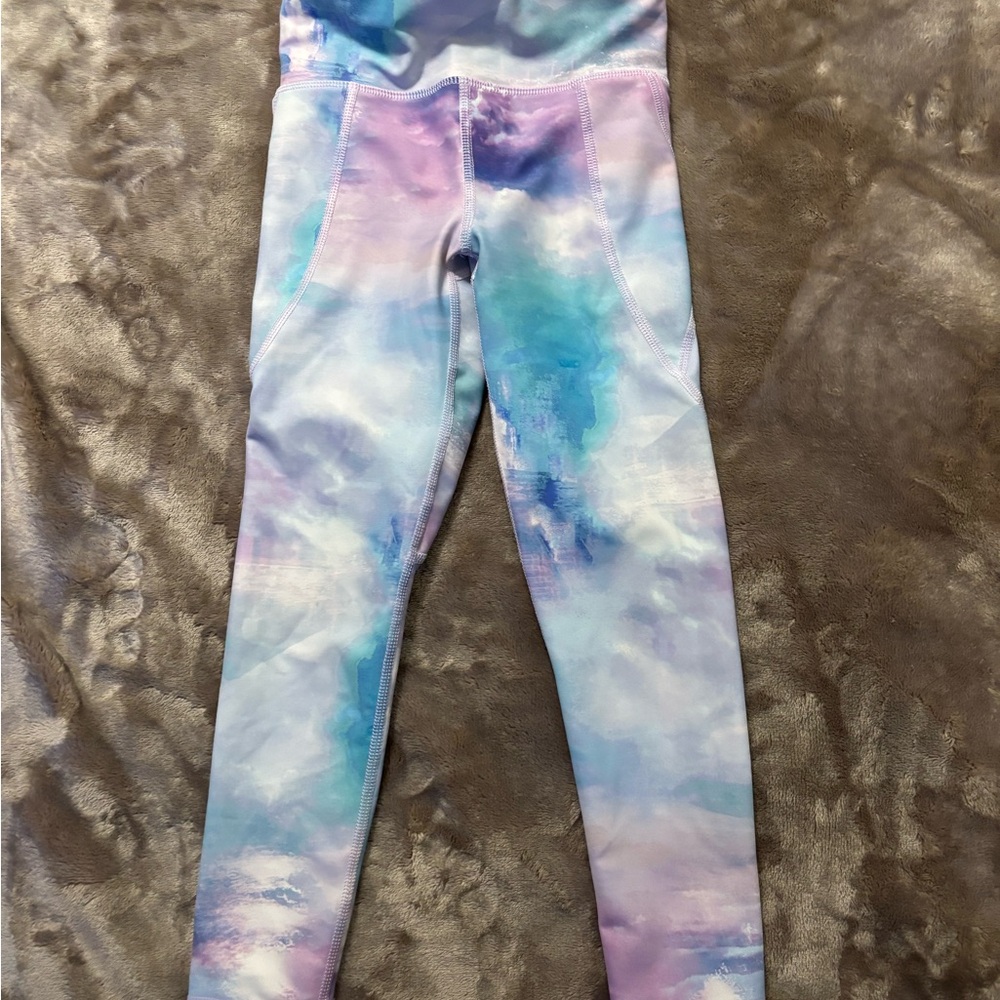 Old Navy Active Leggings Girls Size XS High Rise Go-Dry Pastel Tie-Dye Leggings